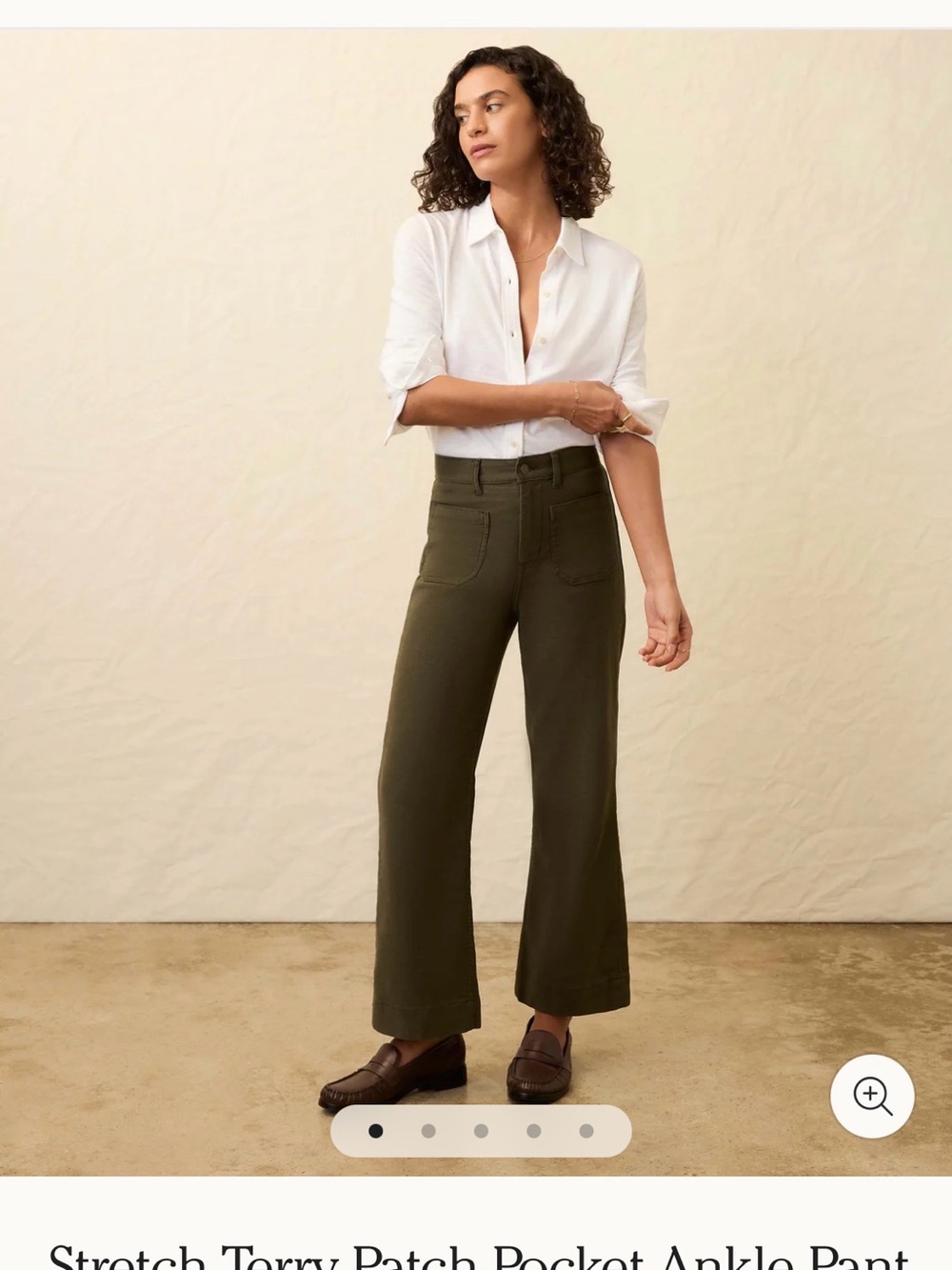 Faherty Forest Olive Stretch Terry Patch Pocket Ankle Pant